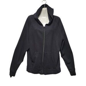 Organic Cotton and Bamboo Black Hoodie Front Zippered PRE OWNED- Size L